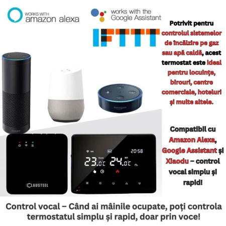 Termostat de Ambient CLAUSTEEL ME98, Wireless Touchscreen, Programare Saptamanala, Smart, Control de la Orice Distanta a Temperaturii Prin Internet/Telefon, Compatibil cu Orice Centrala, Incastrabil s [4]