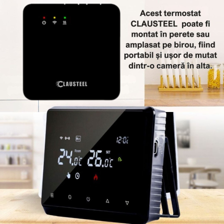 Termostat de Ambient CLAUSTEEL ME98, Wireless Touchscreen, Programare Saptamanala, Smart, Control de la Orice Distanta a Temperaturii Prin Internet/Telefon, Compatibil cu Orice Centrala, Incastrabil s [5]