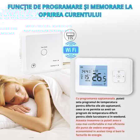 Termostat de Ambient CLAUSTEEL, Smart, Wireless, Programare saptamanala, Control de la Orice Distanta a Temperaturii Ambientale Prin Internet/Telefon, Compatibil cu orice centrala pe gaz [3]