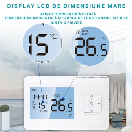 Termostat de Ambient CLAUSTEEL, Smart, Wireless, Programare saptamanala, Control de la Orice Distanta a Temperaturii Ambientale Prin Internet/Telefon, Compatibil cu orice centrala pe gaz [2]