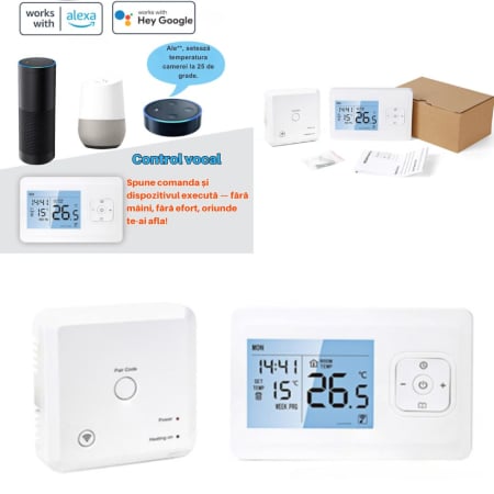 Termostat de Ambient CLAUSTEEL, Smart, Wireless, Programare saptamanala, Control de la Orice Distanta a Temperaturii Ambientale Prin Internet/Telefon, Compatibil cu orice centrala pe gaz [1]