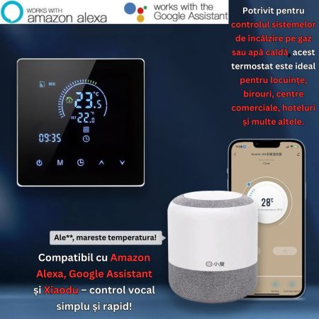 Termostat de Ambient CLAUSTEEL Wifi, Smart, Control de la distanta a temperaturii prin internet, Programare saptamanala, Compatibil cu orice centrala pe gaz, Incastrabil [3]