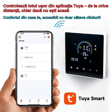 Termostat de Ambient CLAUSTEEL Wifi, Smart, Control de la distanta a temperaturii prin internet, Programare saptamanala, Compatibil cu orice centrala pe gaz, Incastrabil [1]