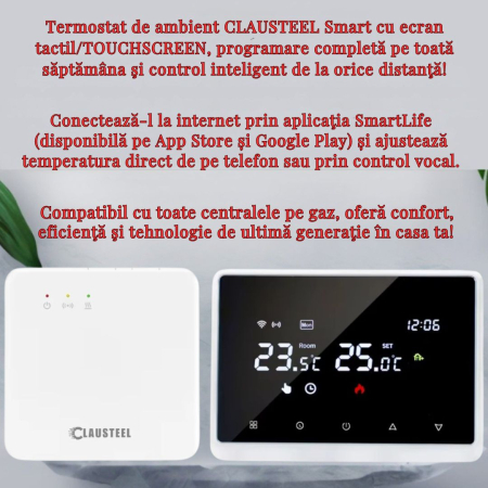 Termostat de Ambient, Wireless Touchscreen, Programare Saptamanala, Smart, Control de la Orice Distanta a Temperaturii Prin Internet/Telefon, Compatibil cu Orice Centrala pe gaz, Incastrabil sau pe Su [3]