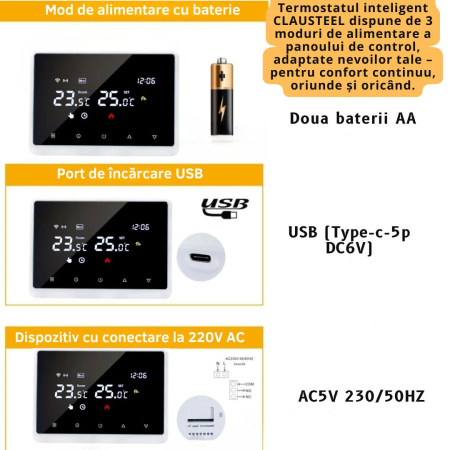 Termostat de Ambient, Wireless Touchscreen, Programare Saptamanala, Smart, Control de la Orice Distanta a Temperaturii Prin Internet/Telefon, Compatibil cu Orice Centrala pe gaz, Incastrabil sau pe Su [6]
