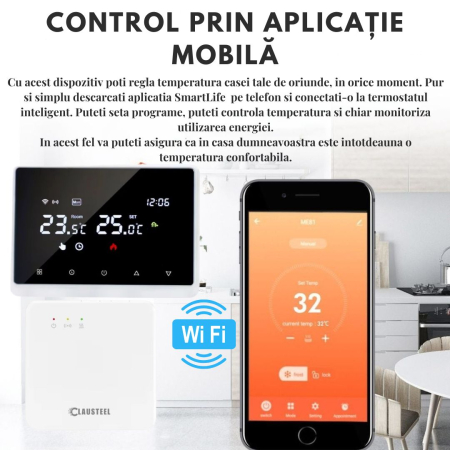Termostat de Ambient, Wireless Touchscreen, Programare Saptamanala, Smart, Control de la Orice Distanta a Temperaturii Prin Internet/Telefon, Compatibil cu Orice Centrala pe gaz, Incastrabil sau pe Su [1]
