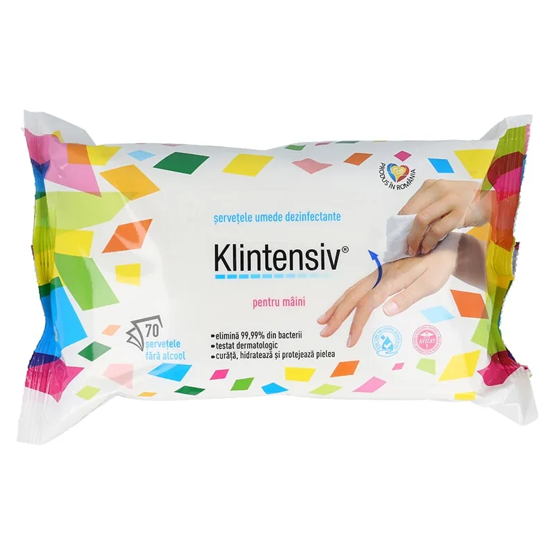 Servetele umede dezinfectante pentru maini Klintensiv 70 buc [1]