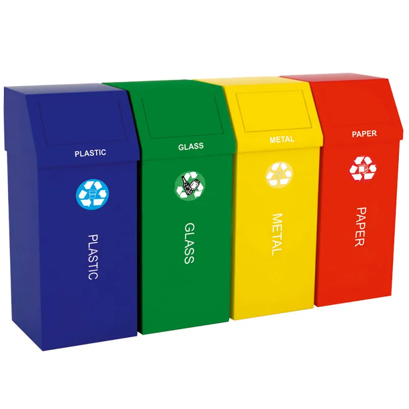 Cosuri gunoi - Set cos gunoi colectare selectiva metal 4*66 L
