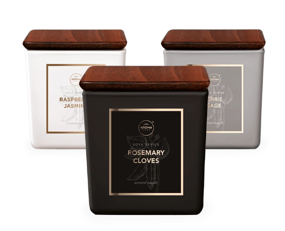 Lumanare parfumata, Raspberry&Jasmine, 155g, Square, Aroma Home [2]