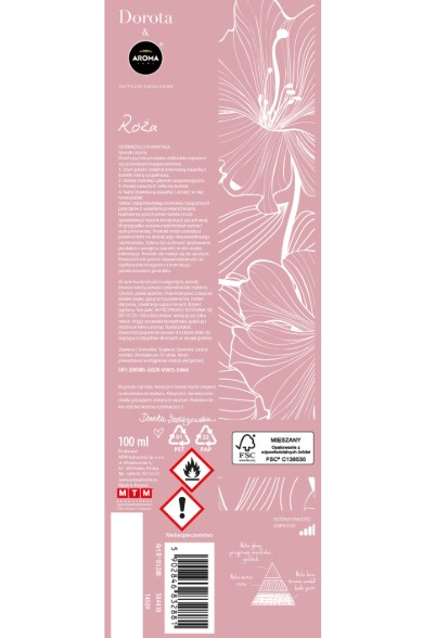 Odorizant cu bete de ratan refill, Rose, 100ml, Dorota & Aroma Home [2]