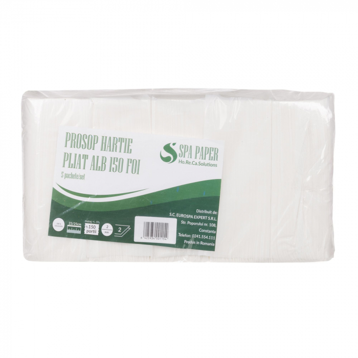 Prosop hartie tip V ,alb,2 straturi,150foi/pachet,5 pachete/set [2]