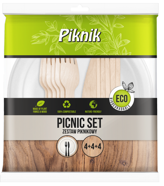 Set ECO Picnic biodegradabil 3 x 4 (4 x farfurie + cutit + furculita) [1]