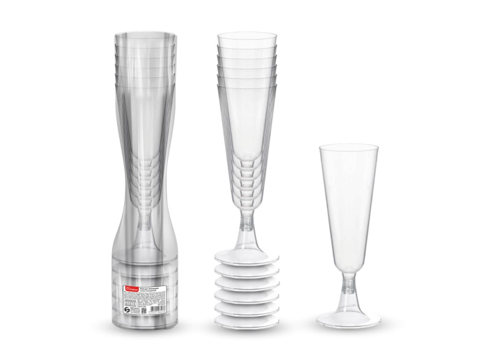 Set pahare de plastic pentru sampanie, transparente, 125 ml, 6 bucati [1]