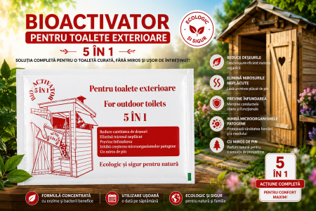 BEV Bioactivator 5 în 1 pentru toalete exterioare (hazna, closet, etc), o doză, 25g [3]