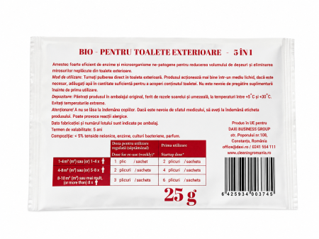 BEV Bioactivator 5 în 1 pentru toalete exterioare (hazna, closet, etc), o doză, 25g [1]