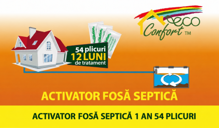Activator pentru fose septice, 1 an 54 plicuri, tratament 12 luni, Eco Confort
