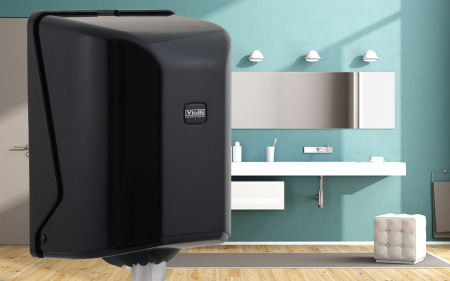 Dispensere hartie igienica  si consumabile - Dispenser derulare centrala,midi negru pentru rola prosop,,Vialli