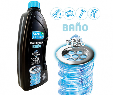 Curatenie & Intretinere Casa - Solutie pentrru desfundat tevi baie, 1 L, Action Turbo