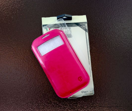 Accesorii pentru telefoane - Husa de telefon din piele ecoligica, magenta, 4-5''