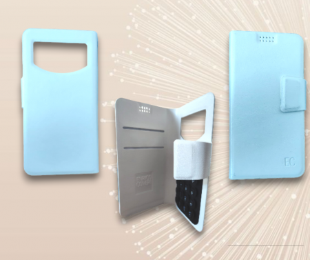 Accesorii pentru telefoane - Husa tip coperta din piele ecologica alba, 4-5''