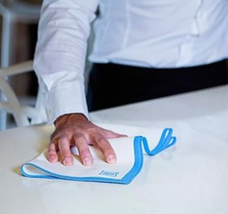 Articole Menaj & Accesorii pentru Casa - Laveta pentru pahare si tacamuri, 100% bumbac, 40x80, margini Bleu - Roll Drap