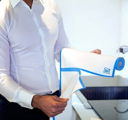 Laveta pentru pahare si tacamuri, 100% bumbac, 40x80, margini Bleu - Roll Drap [1]