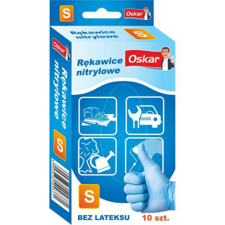 Saci si manusi menaj, folii alimentare si hartie de copt - Manusi nitril multifunctionale,albastre,marimea S,10 buc,Oskar