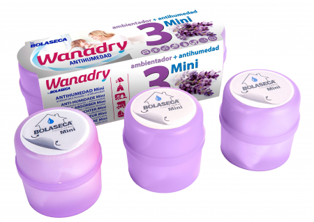 Absorbanti de Umiditate & Rezerve - Miniabsorbante de umiditate cu saruri de Lavanda, Trimini, 3 buc x70g