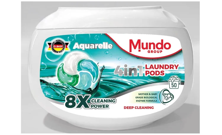 Detergenti Rufe & Intretinere Textile - Mundo Aquarelle Premium PODS 4în1 – Detergent capsule 12 g × 50 buc.