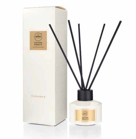 % REDUCERI ODORIZANTI SI NEUTRALIZATORI PENTRU MIROS - Odorizant cu bete de ratan, Cotton Vanilla, 50ml, Elegance, Aroma Home