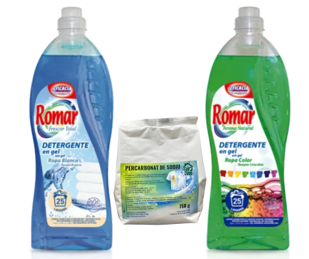 Detergenti Rufe & Intretinere Textile - Pachet: 2 x Detergent de rufe lichid 2 in 1, 1,5 L + Percarbonat de sodiu, 750 g, Biozone
