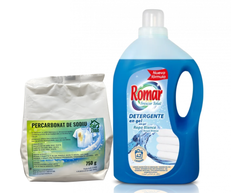 Detergenti Rufe & Intretinere Textile - Pachet Detergent de rufe albe, lichid 3 L + Percarbonat de Sodiu 750 g