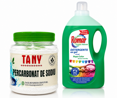 Detergenti Rufe & Intretinere Textile - Pachet Detergent de rufe colorate, lichid 3 L + Percarbonat de Sodiu 750 g TANY