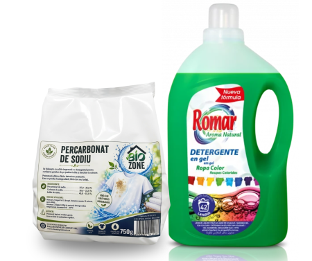 Detergenti Rufe & Intretinere Textile - Pachet Detergent de rufe colorate, lichid 3 L + Percarbonat de Sodiu 750 g