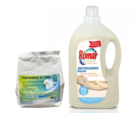 Detergenti Rufe & Intretinere Textile - Pachet Detergent de rufe cu săpun de marsella, lichid 3 L + Percarbonat de Sodiu 750 g