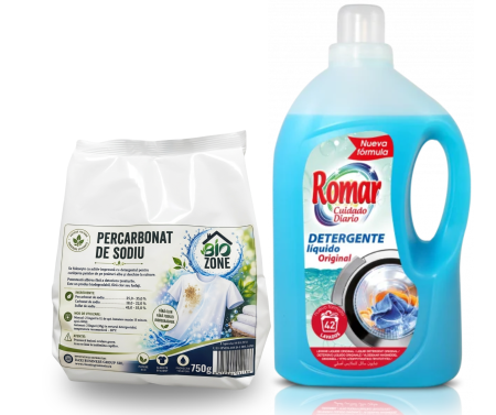 Detergenti Rufe & Intretinere Textile - Pachet Detergent de rufe lichid 3 L + Percarbonat de Sodiu 750 g