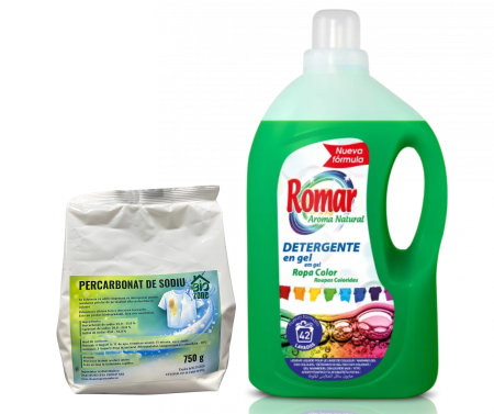Detergenti Rufe & Intretinere Textile - Pachet Detergent de rufe colorate, lichid 3 L + Percarbonat de Sodiu 750 g