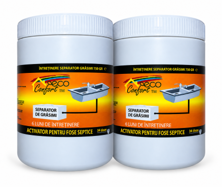 Recomandarea DAXI - Pachet Eco Confort - 2 x Activator pentru întreținerea separatoarelor de grăsimi, 750 g