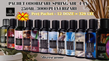 Odorizanti & Neutralizatori pentru Miros - Pachet Odorizare, 1An, 12 Doze, 250ml, 3000 pulverizari, diverse arome