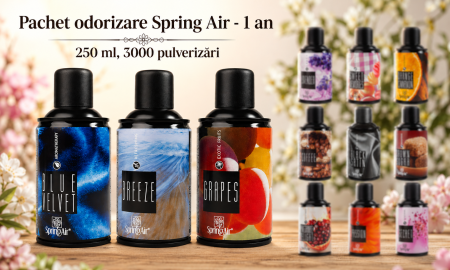 % REDUCERI PRODUSE - Pachet Odorizare, 1An, 12 Doze, 250ml, 3000 pulverizari, diverse arome, Spring Air