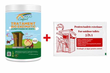 Fose Septice & Întreținere - Pachet Promo Tratament Bio-Enzimatic pentru Hazna, Closet și WC Rustic, 500 g + Plic Monodoză