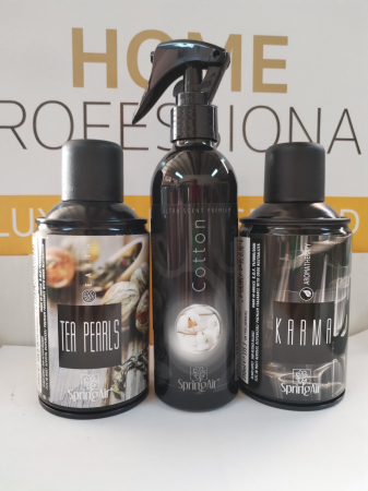Pachete Odorizare - Pachet Spring Air 2 rezerve odorizante camera Tea Pearl+Karma + Odorizant ambiental 200ml Cotton