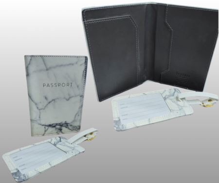 Accesorii pentru telefoane - Portmoneu pentru Pasaport, Marble Design, 2 piese