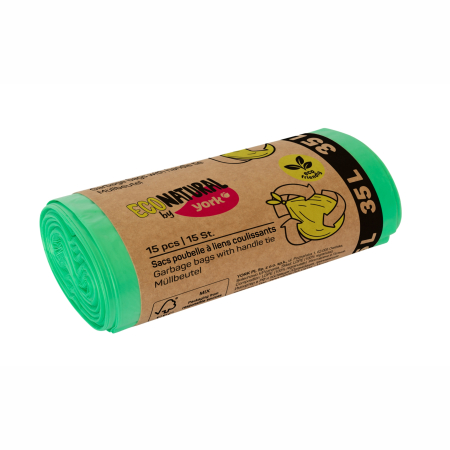 Saci si manusi menaj, folii alimentare si hartie de copt - Saci menajeri cu snur 35L,15buc/rola,Eco Natural