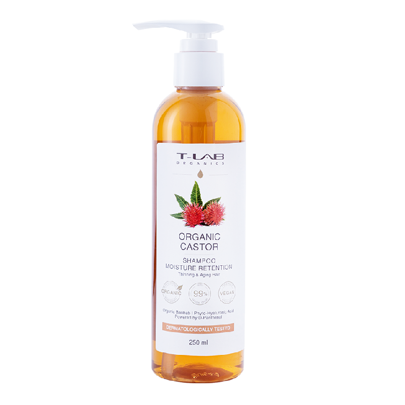 Sampon hidratant cu extract de ricin organic pentru parul subtiat si degradat,250ml