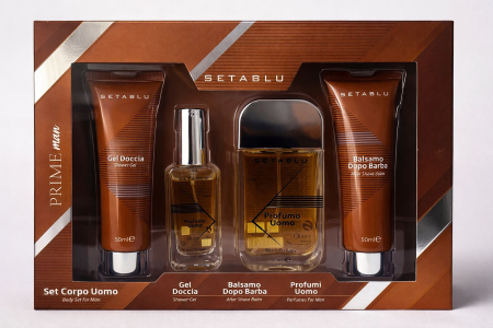Set cadou man,Prime Man,(Parfum 50 ml + mini parfum 20 ml +Balsam dupa barbierit 50ml +Gel de dus 50ml) [1]