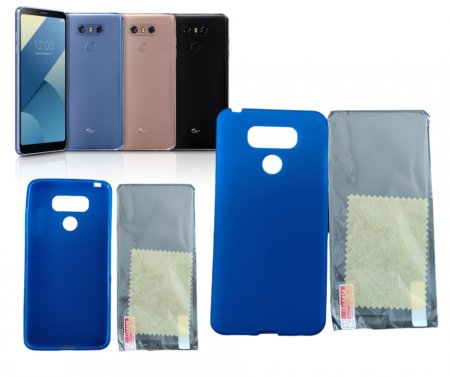 Accesorii pentru telefoane - Set husa din silicon Blue+ folie de protectie pentru telefon LG G6