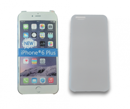 Accesorii pentru telefoane - Set husa semitransparenta din plastic+ folie de protectie pentru Iphone 6 Plus