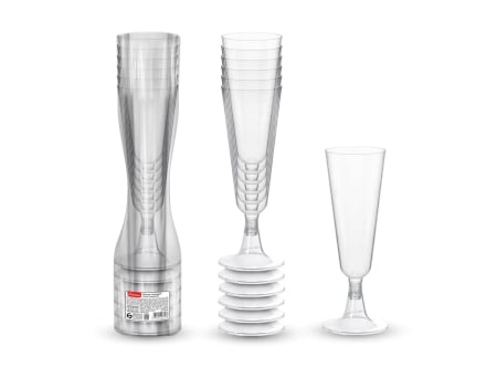 Auto Bricolaj & Gradina & Camping - Set pahare de plastic pentru sampanie, transparente, 125 ml, 6 bucati