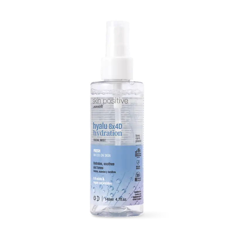 Recomandarea DAXI - Spray facial hidratant și tonifiant Agrado cu acid hialuronic, 140 ml, formulat pentru hidratare intensă și revitalizarea tenului. Contribuie la menținerea elasticității pielii și oferă senzație de prospețime imediată. Textură lejeră, absorbție rapidă, ideal pentru utilizare zilnică sau pentru reîmprospătarea tenului pe parcursul zilei.